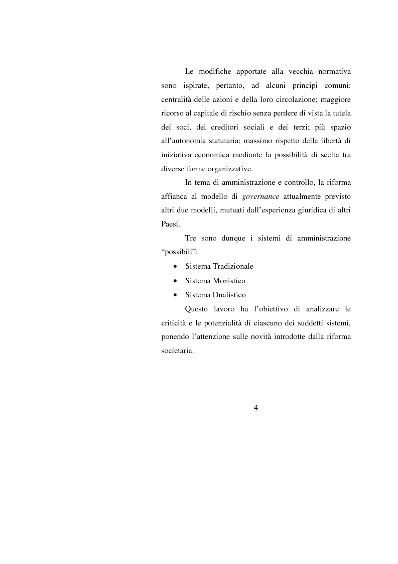 Anteprima della tesi: Potenzialità e criticità dei sistemi di corporate governance dopo la riforma societaria, Pagina 2
