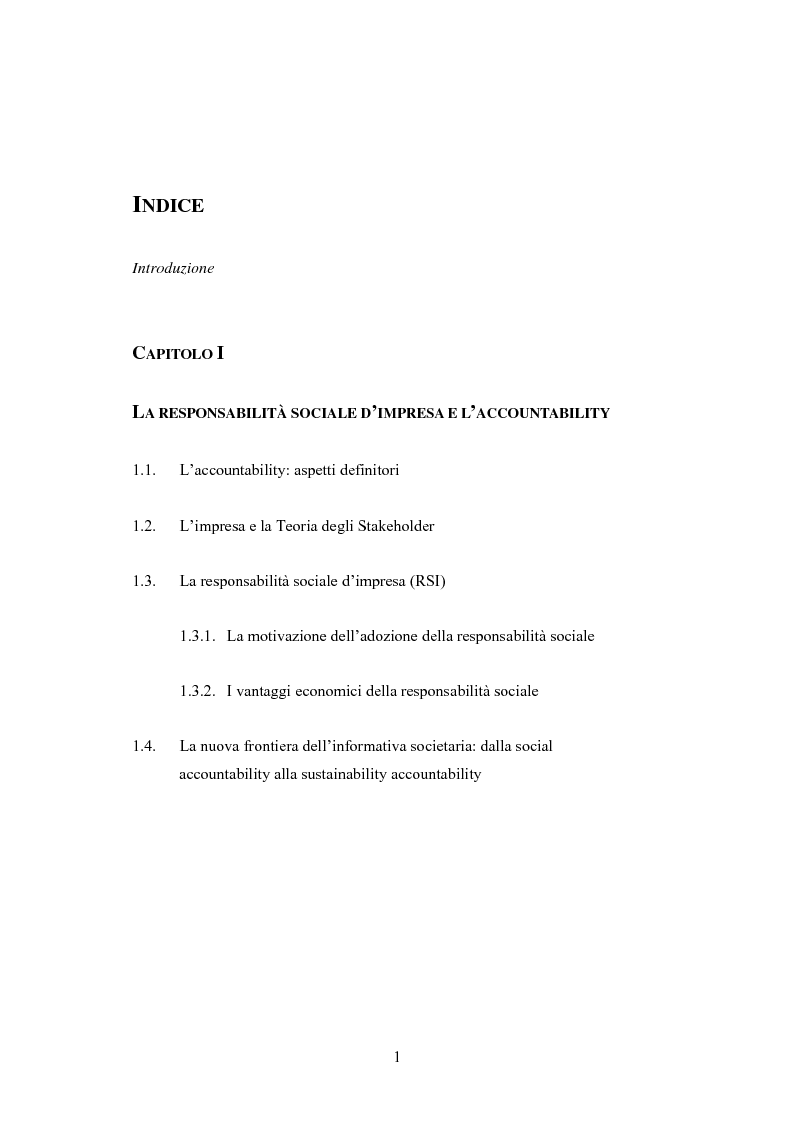 Indice della tesi: La comunicazione volontaria nelle società quotate. Aspetti teorici ed evidenze empiriche, Pagina 1