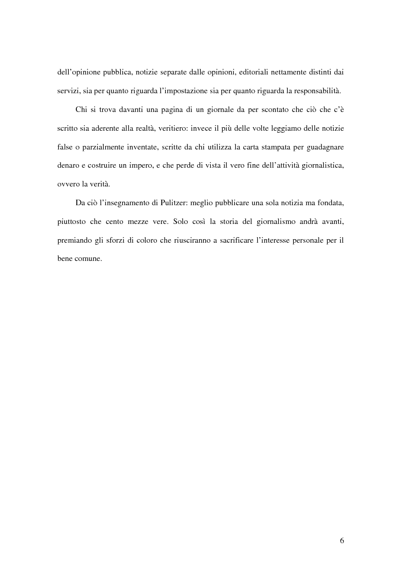 Anteprima della tesi: Joseph Pulitzer: l'amore per la stampa e per la verità: come il giornalismo da mestiere diventa una professione, Pagina 4