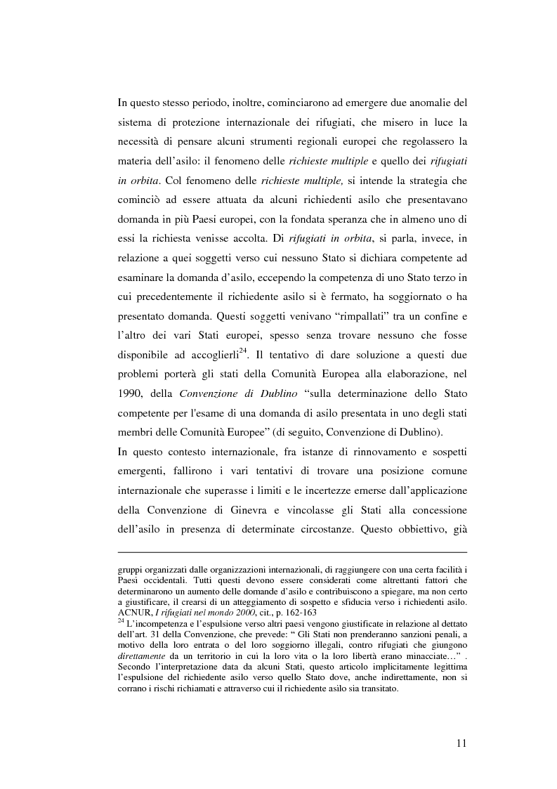 Anteprima della tesi: Rifugiati e richiedenti asilo in Italia: situazione normativa e fenomeno sociale, Pagina 11