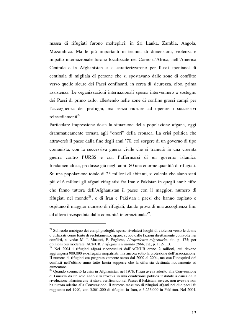 Anteprima della tesi: Rifugiati e richiedenti asilo in Italia: situazione normativa e fenomeno sociale, Pagina 13