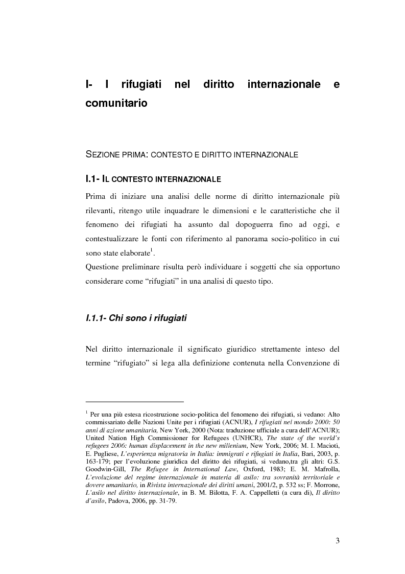 Anteprima della tesi: Rifugiati e richiedenti asilo in Italia: situazione normativa e fenomeno sociale, Pagina 3