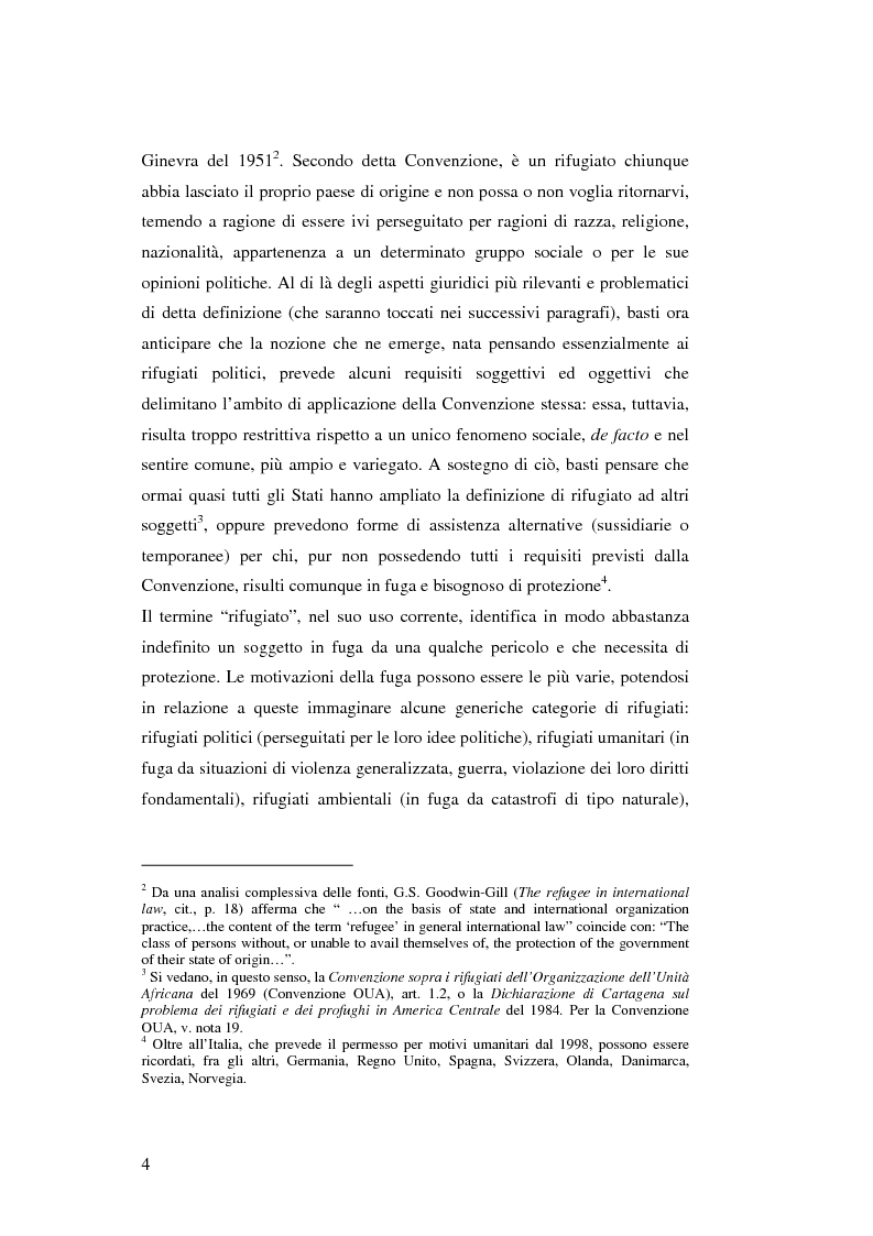 Anteprima della tesi: Rifugiati e richiedenti asilo in Italia: situazione normativa e fenomeno sociale, Pagina 4
