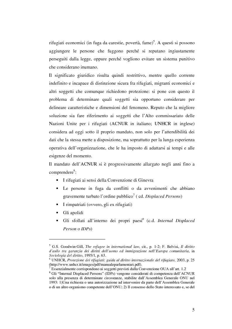 Anteprima della tesi: Rifugiati e richiedenti asilo in Italia: situazione normativa e fenomeno sociale, Pagina 5