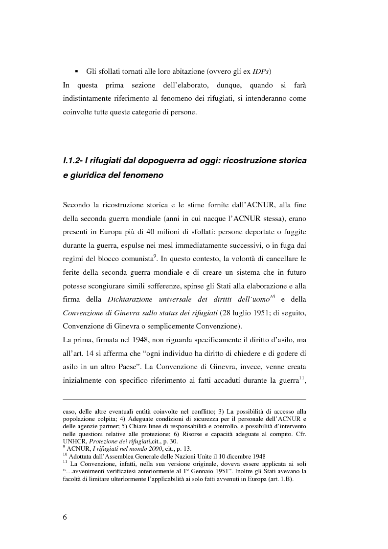 Anteprima della tesi: Rifugiati e richiedenti asilo in Italia: situazione normativa e fenomeno sociale, Pagina 6