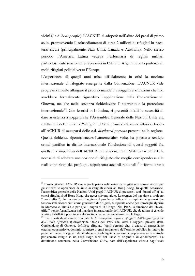 Anteprima della tesi: Rifugiati e richiedenti asilo in Italia: situazione normativa e fenomeno sociale, Pagina 9
