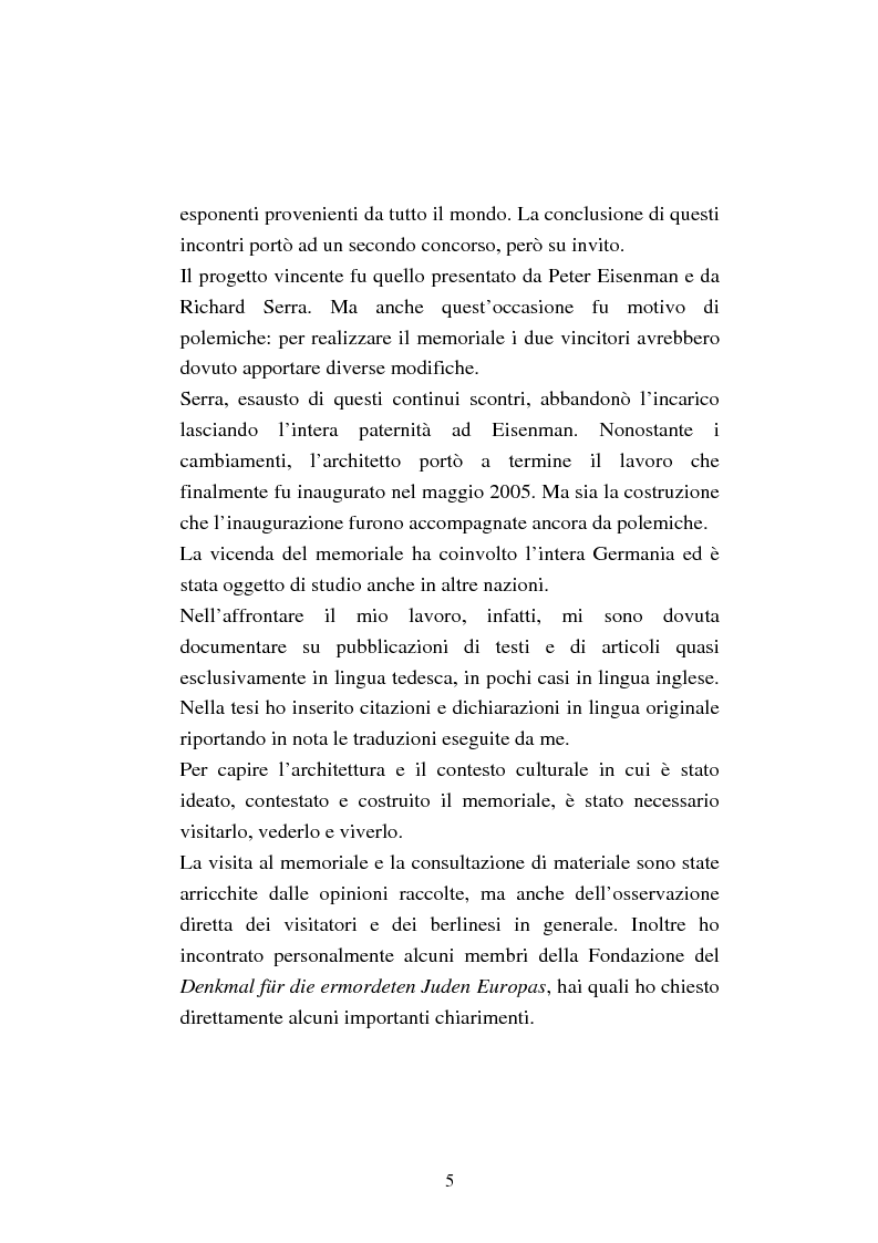 Anteprima della tesi: Il memoriale per lo sterminio degli ebrei d’Europa a Berlino. Progetti e polemiche 1994-2006, Pagina 2