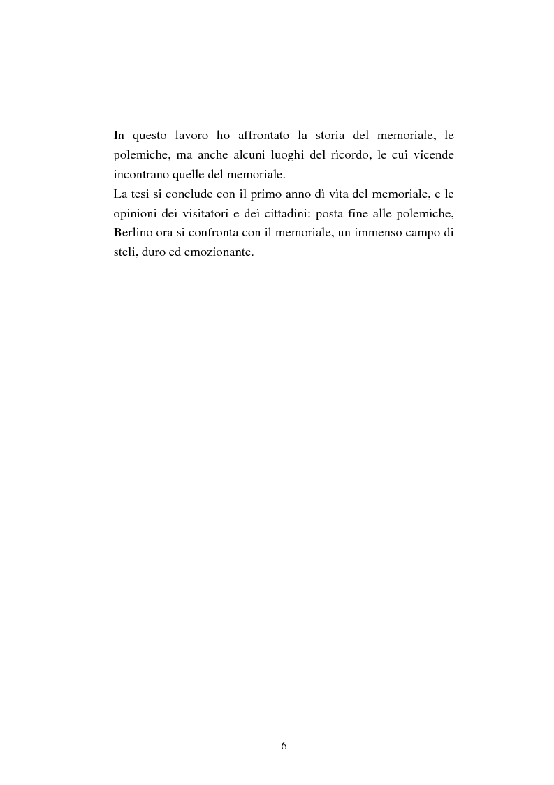 Anteprima della tesi: Il memoriale per lo sterminio degli ebrei d’Europa a Berlino. Progetti e polemiche 1994-2006, Pagina 3