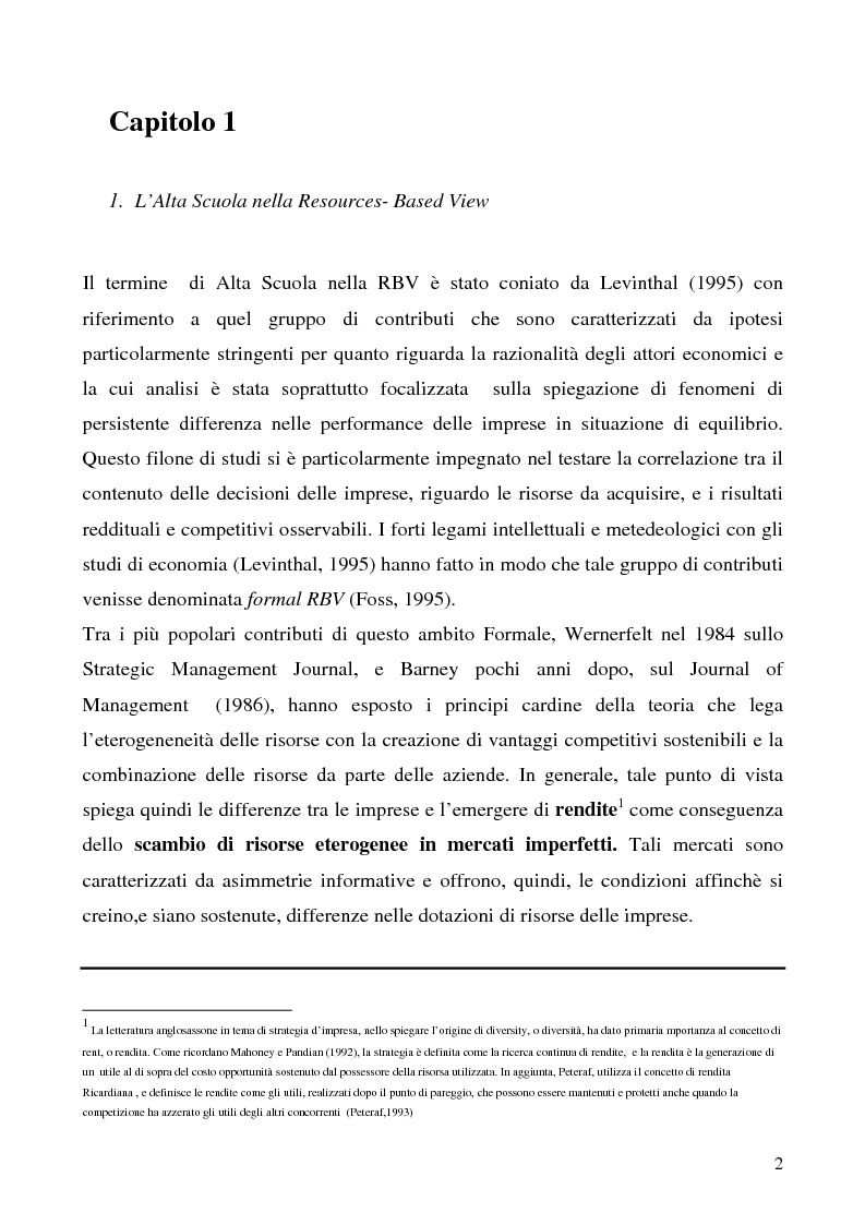 Anteprima della tesi: La combinazione delle risorse per il vantaggio competitivo, Pagina 2