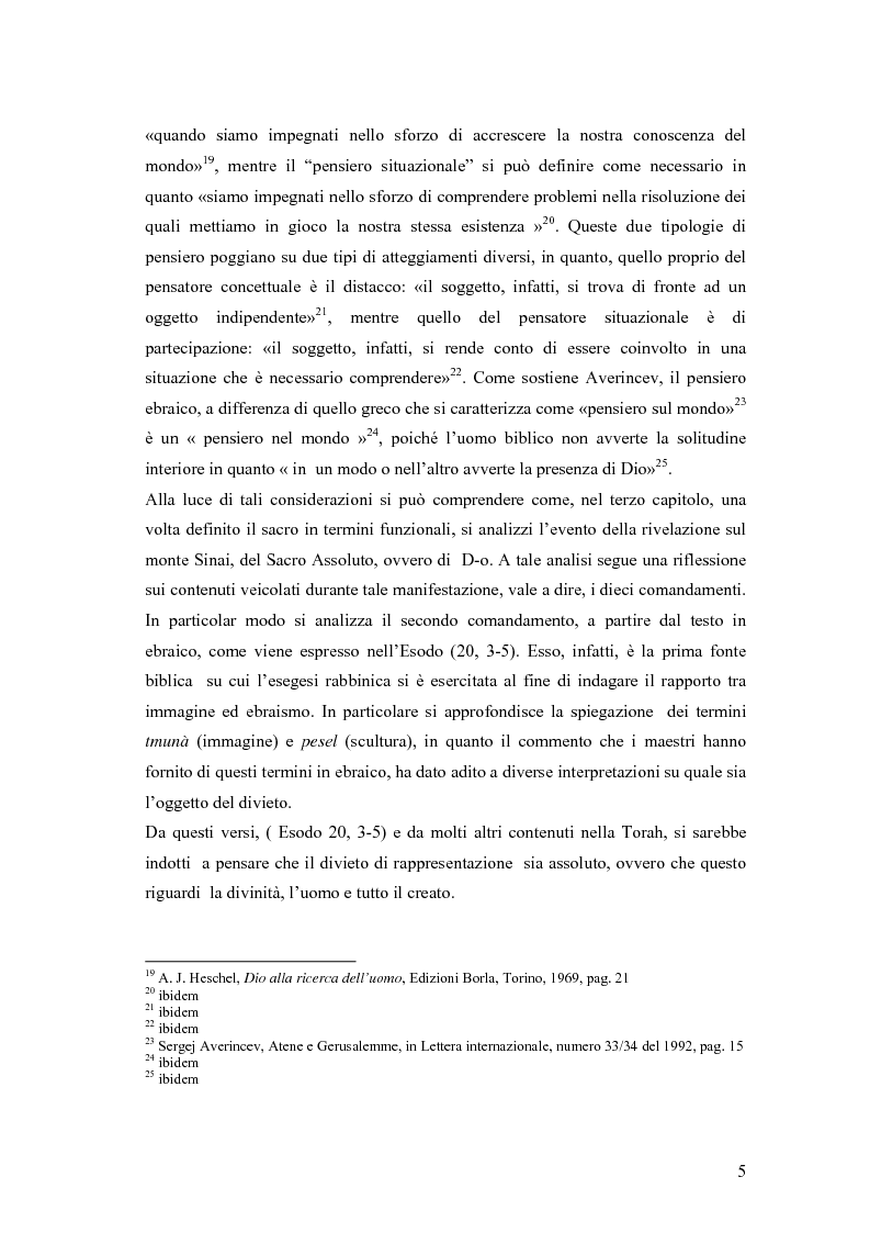 Anteprima della tesi: Il divieto di rappresentazione nell'ebraismo, Pagina 5