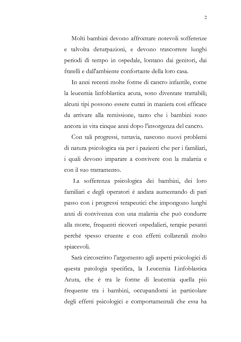Anteprima della tesi: Aspetti psicologici della leucemia infantile, Pagina 2