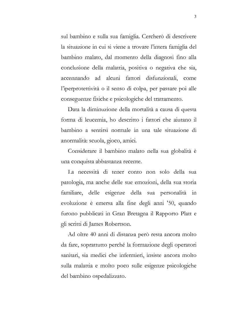 Anteprima della tesi: Aspetti psicologici della leucemia infantile, Pagina 3