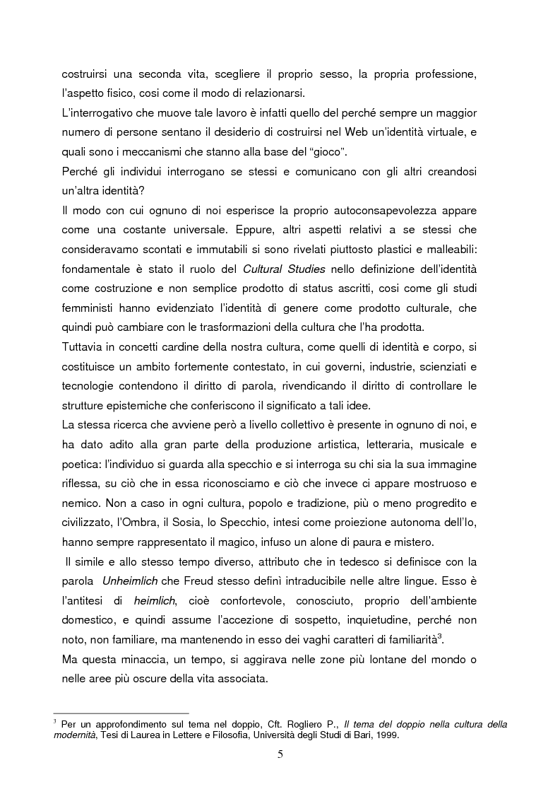 Anteprima della tesi: Attraverso lo schermo: i nuovi processi di costruzione dell'identità nella virtualità della rete. Il caso ''Second Life'', Pagina 3