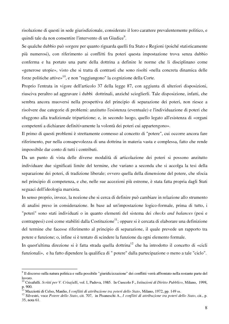 Anteprima della tesi: Il potere di sollevare un conflitto interorganico come potere esauribile ''uno actu''. Il caso della sentenza n°116 del 2003 della corte costituzionale, Pagina 6