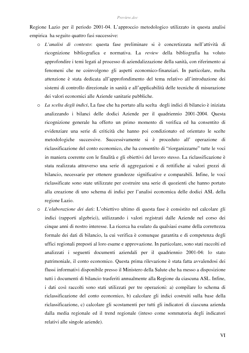 Anteprima della tesi: Strumenti a supporto del controllo direzionale nelle aziende sanitarie pubbliche: l'analisi per indici delle Asl della Regione Lazio 2001-04, Pagina 3