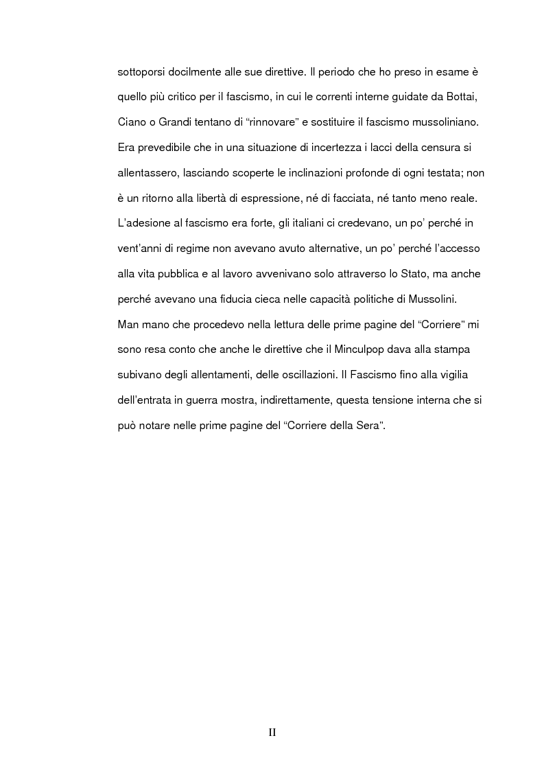 Anteprima della tesi: La seconda guerra mondiale nelle prime pagine del Corriere della Sera, Pagina 2