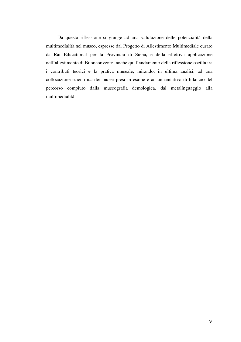 Anteprima della tesi: I percorsi del museo. Orientamenti della museografia demologica in Italia, Pagina 5