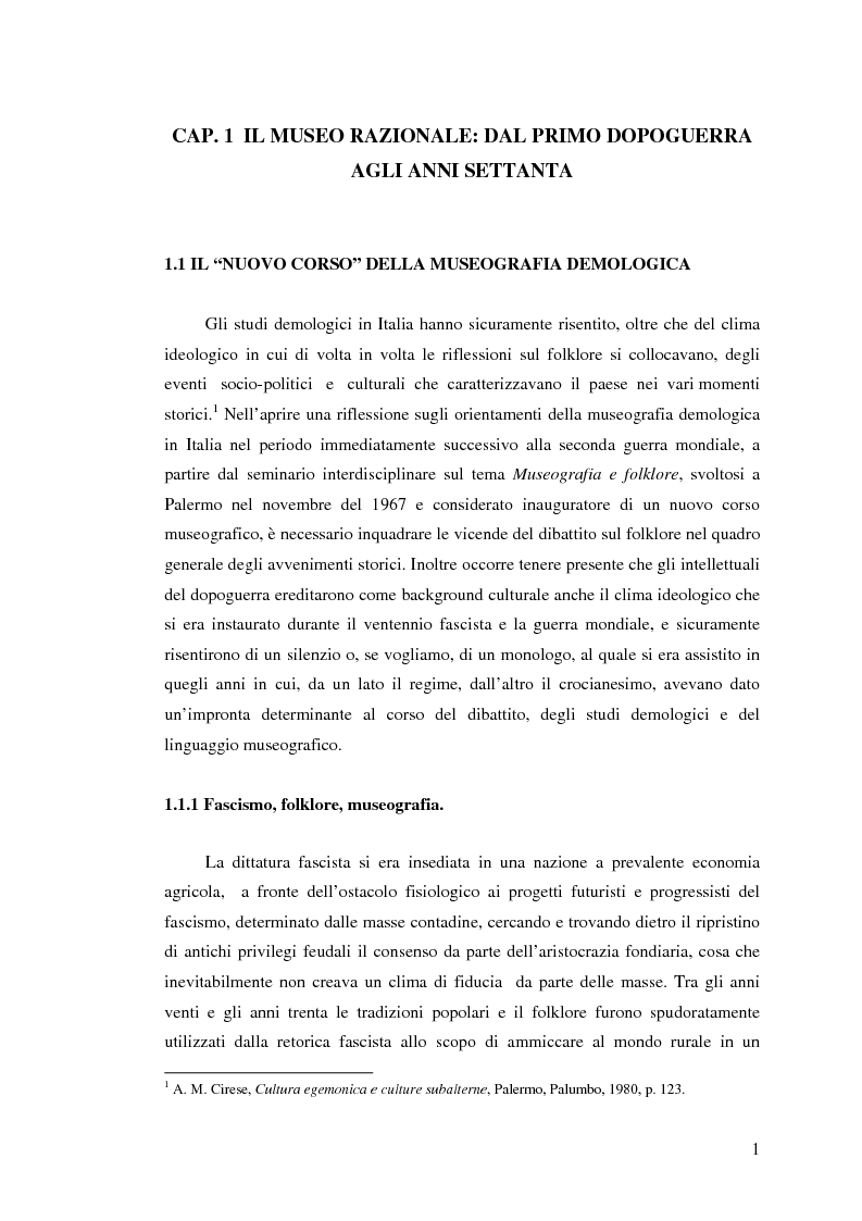 Anteprima della tesi: I percorsi del museo. Orientamenti della museografia demologica in Italia, Pagina 6