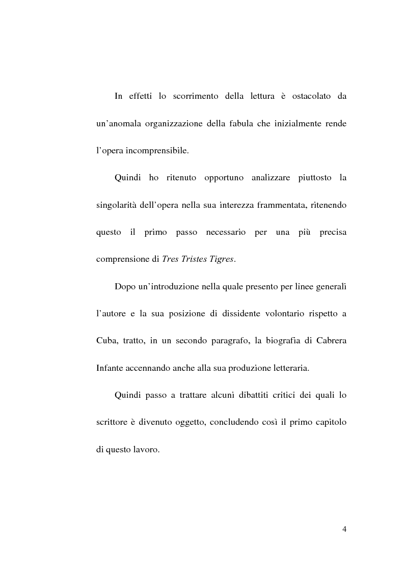 Anteprima della tesi: Tres Tristes Tigres di Guillermo Cabrera Infante: un'opera singolare della narrativa ispano-americana, Pagina 2