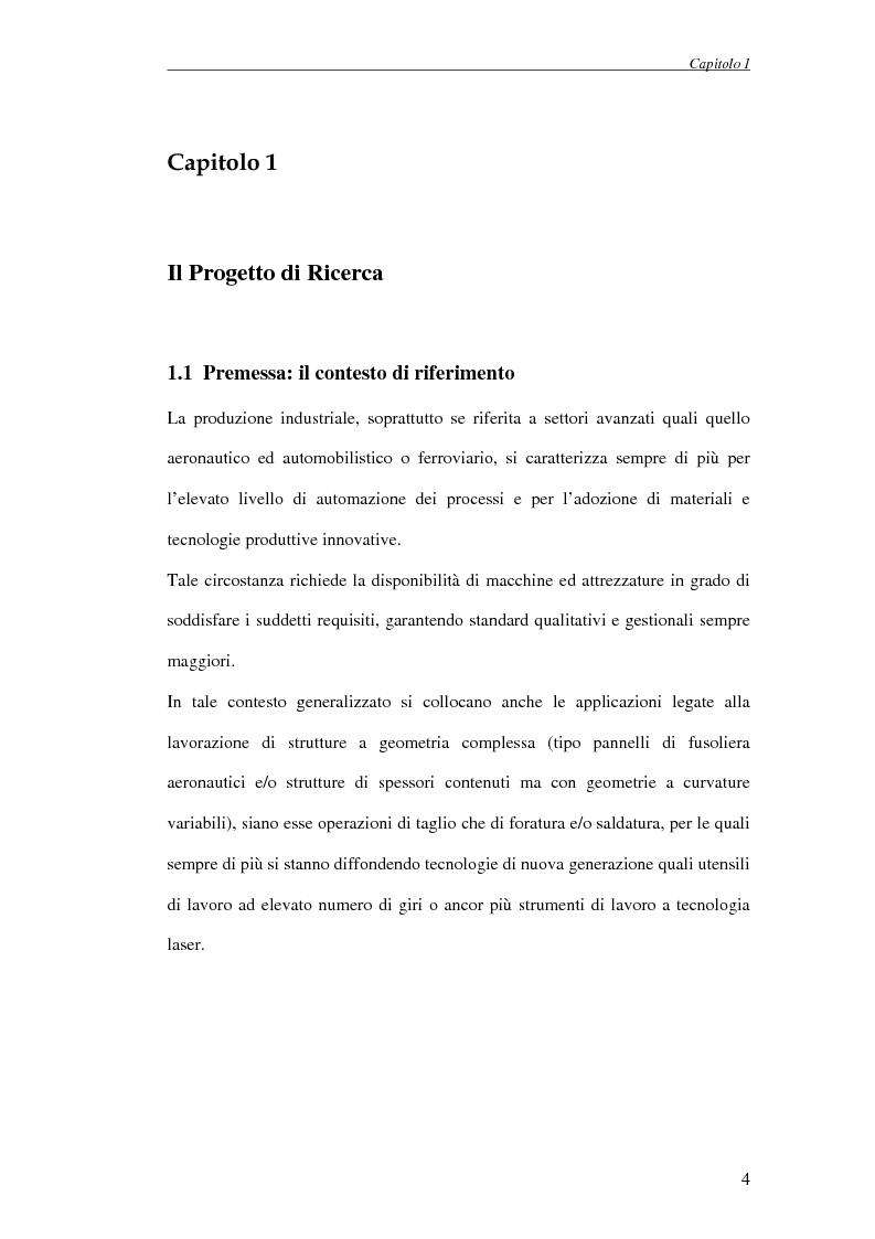 Anteprima della tesi: Progettazione di un attrezzo di posizionamento a controllo automatico per la lavorazione di pannelli aeronautici, Pagina 4