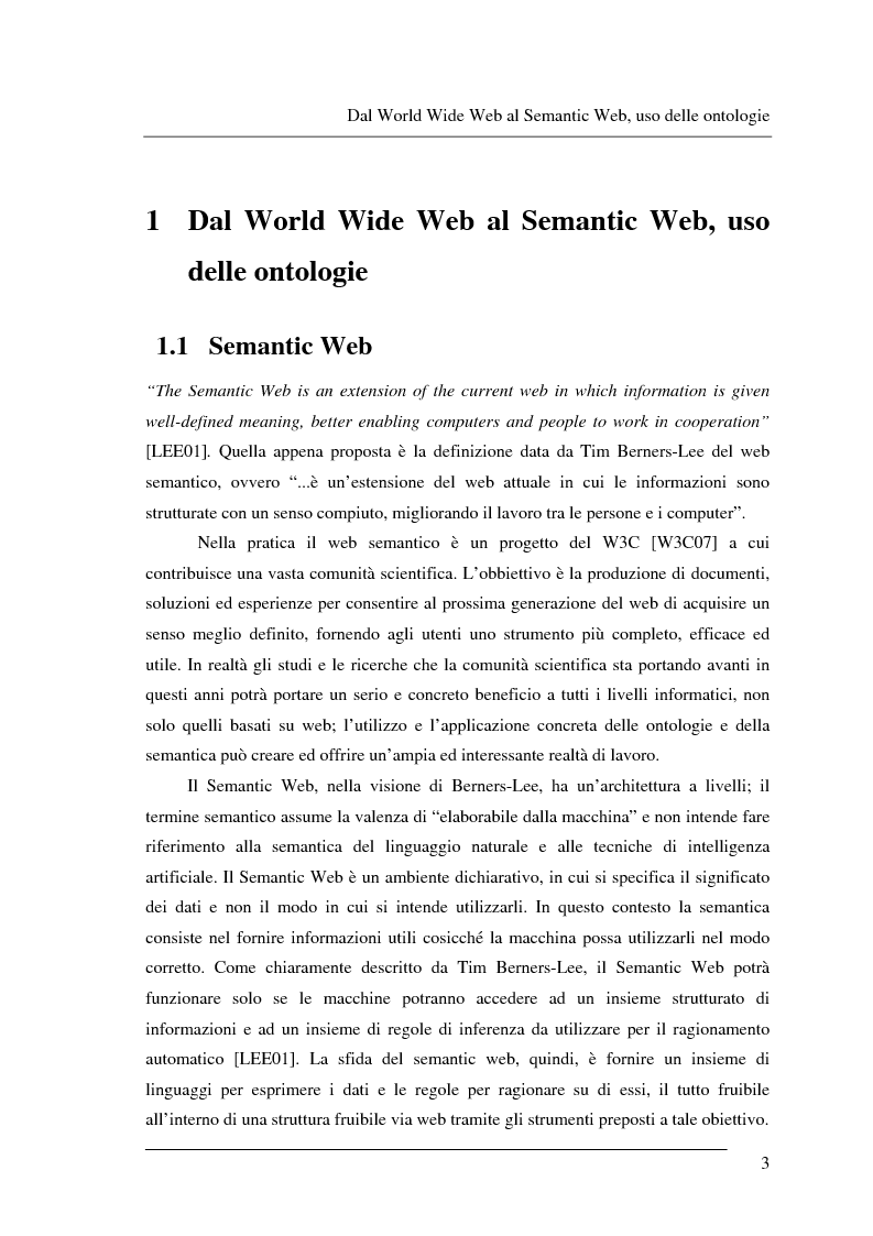 Anteprima della tesi: Progettazione e relizzazione di un'applicazione semantica per il controllo e la gestione di informazioni turistiche: l'aspetto delle ontologie., Pagina 3