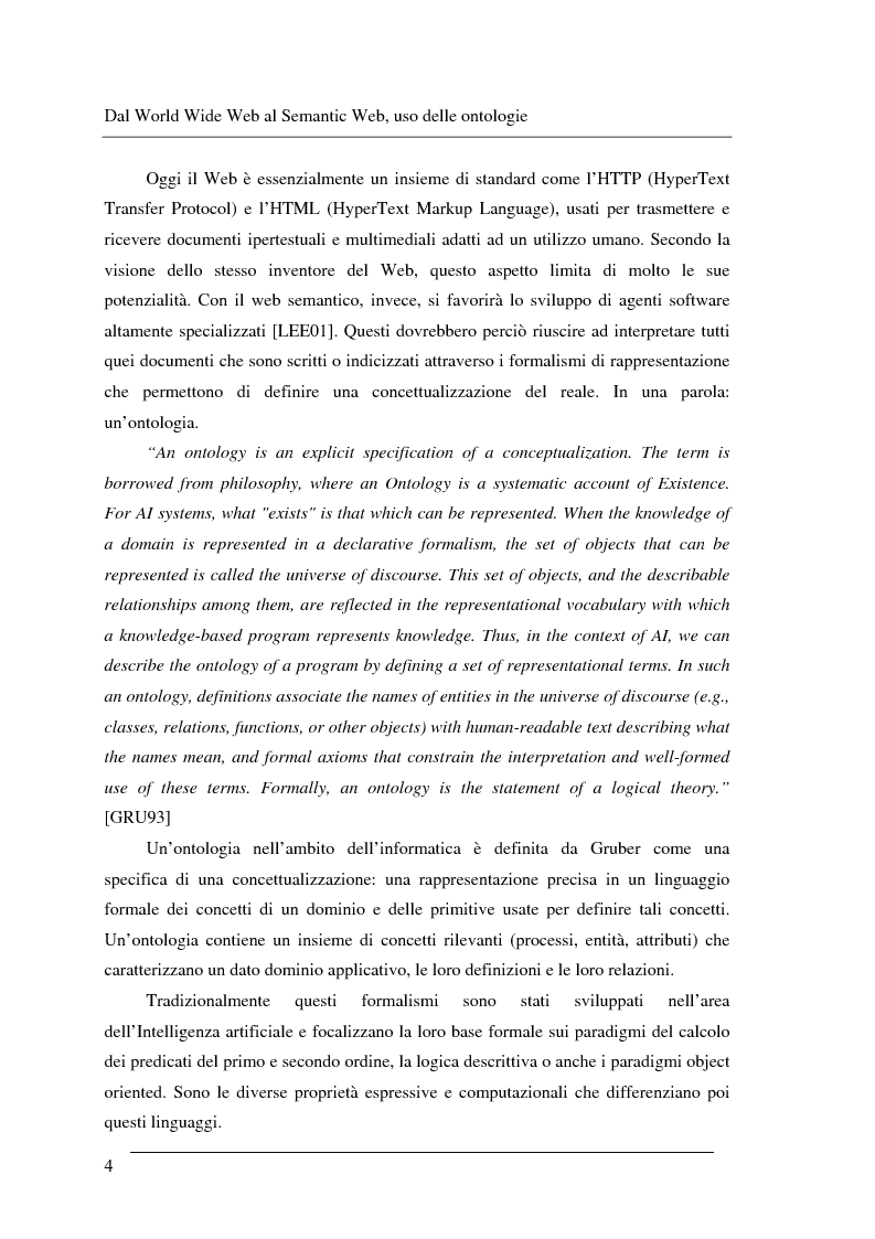 Anteprima della tesi: Progettazione e relizzazione di un'applicazione semantica per il controllo e la gestione di informazioni turistiche: l'aspetto delle ontologie., Pagina 4