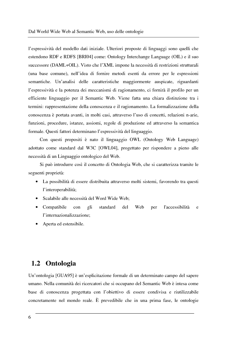 Anteprima della tesi: Progettazione e relizzazione di un'applicazione semantica per il controllo e la gestione di informazioni turistiche: l'aspetto delle ontologie., Pagina 6
