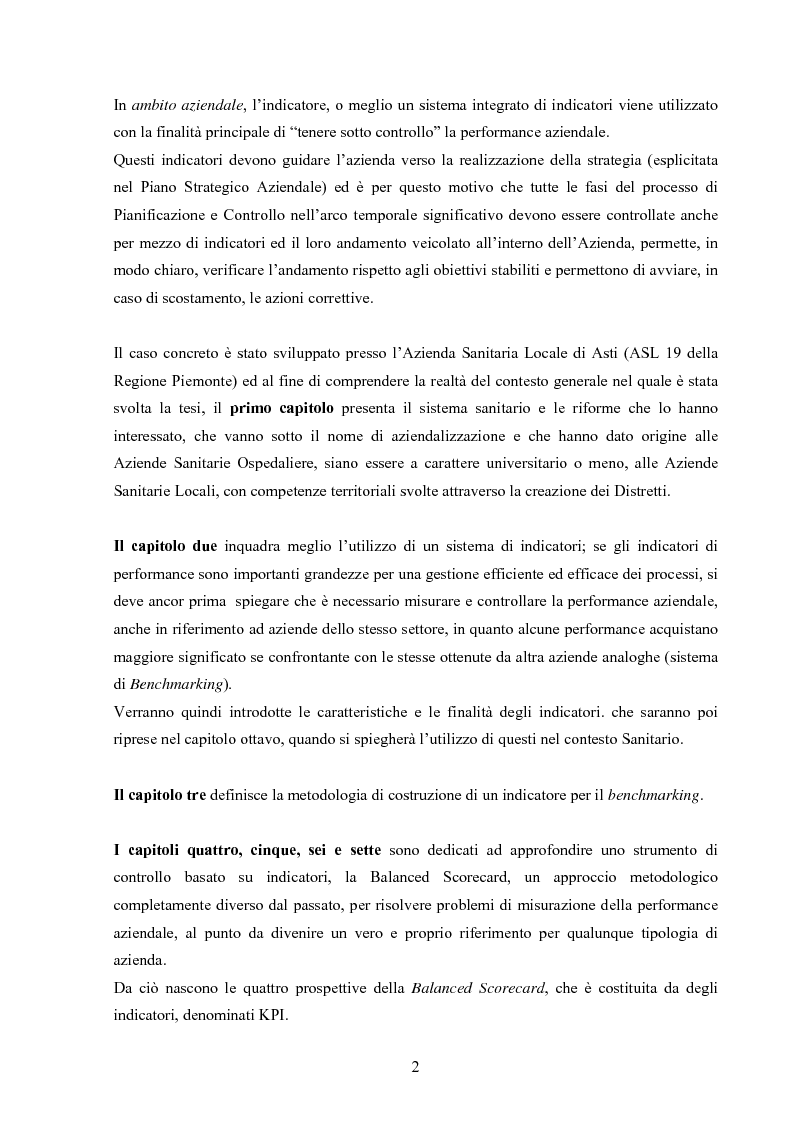Anteprima della tesi: Logica e tecnica dei KPIs. Il modello di controllo dell'ASL 19, Pagina 2