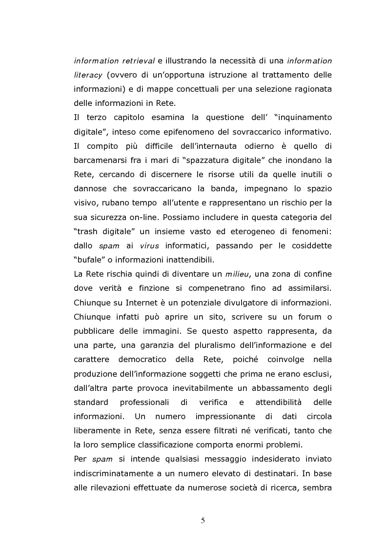 Anteprima della tesi: Information overload e digital trash: un'analisi dell'inquinamento informativo in Rete, Pagina 5