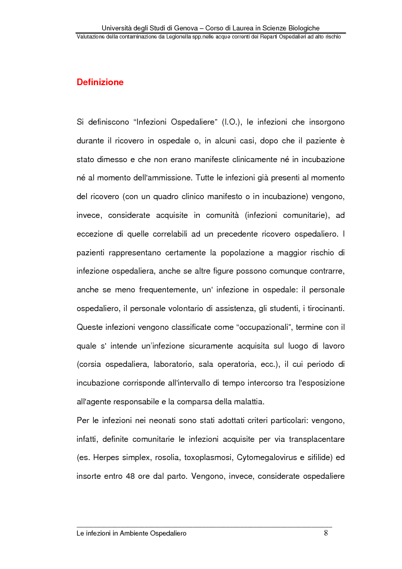 Anteprima della tesi: Valutazione della contaminazione da Legionella spp. nelle acque correnti dei Reparti Ospedalieri ad alto rischio, Pagina 6