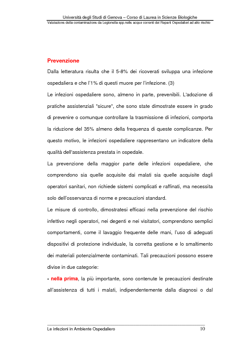 Anteprima della tesi: Valutazione della contaminazione da Legionella spp. nelle acque correnti dei Reparti Ospedalieri ad alto rischio, Pagina 8