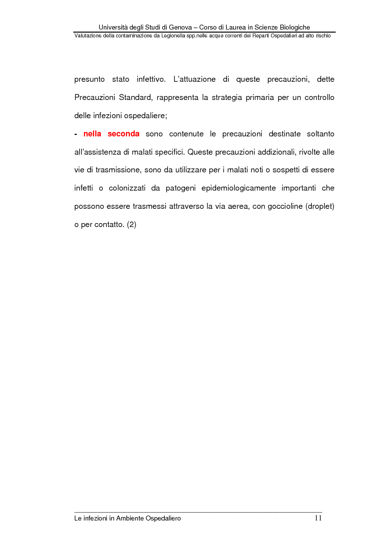 Anteprima della tesi: Valutazione della contaminazione da Legionella spp. nelle acque correnti dei Reparti Ospedalieri ad alto rischio, Pagina 9