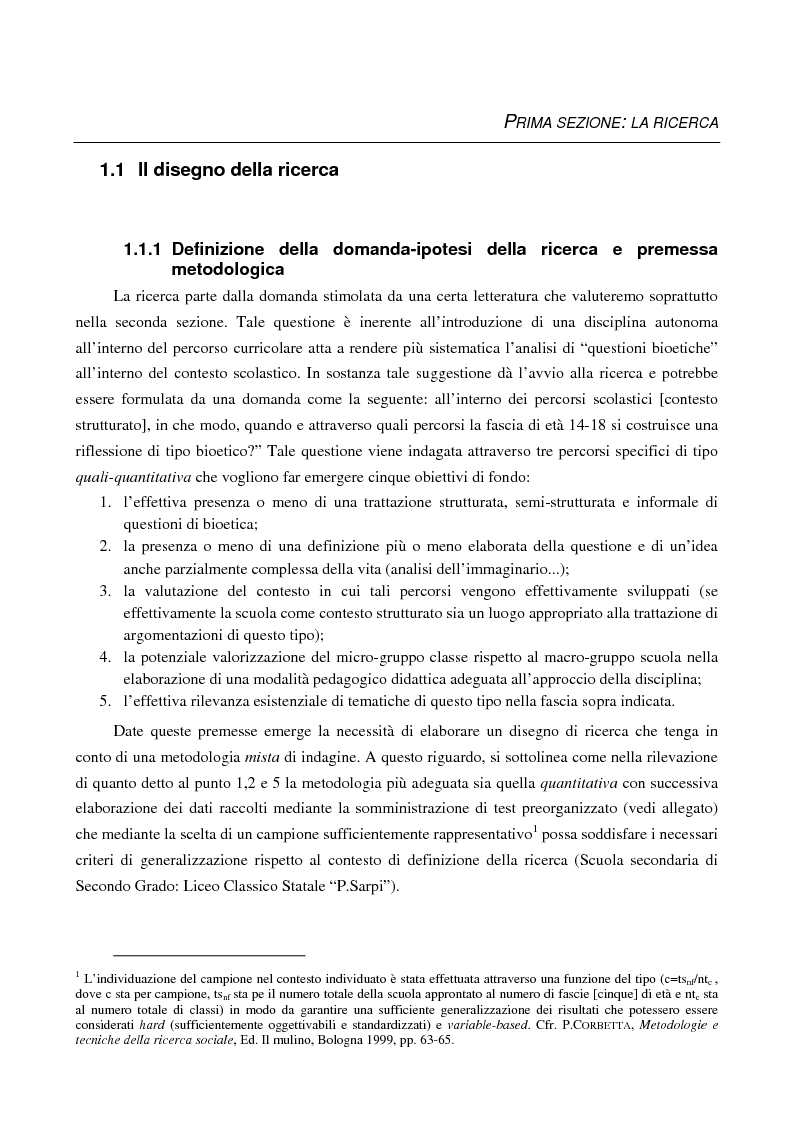 Anteprima della tesi: Bioetica e scuola. La ricerca, il contesto, le prospettive, Pagina 3