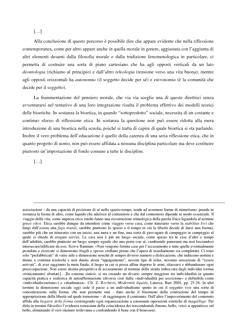 Anteprima della tesi: Bioetica e scuola. La ricerca, il contesto, le prospettive, Pagina 9