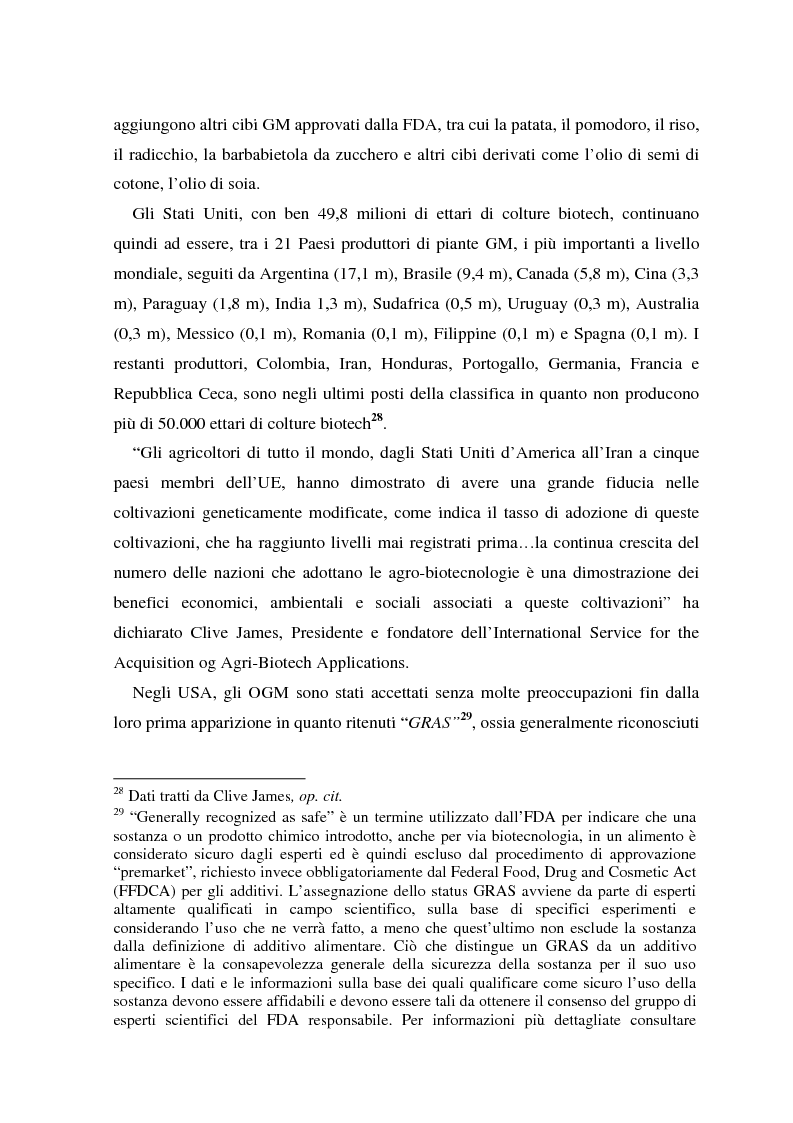 Anteprima della tesi: La regolamentazione degli Stati Uniti d'America dei prodotti alimentari geneticamente modificati. Aspetti giuridici, economici ed etici., Pagina 12