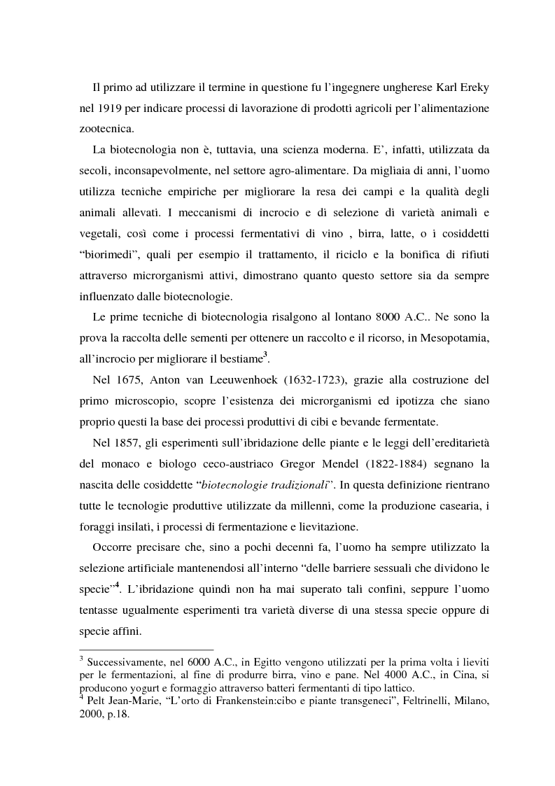 Anteprima della tesi: La regolamentazione degli Stati Uniti d'America dei prodotti alimentari geneticamente modificati. Aspetti giuridici, economici ed etici., Pagina 2