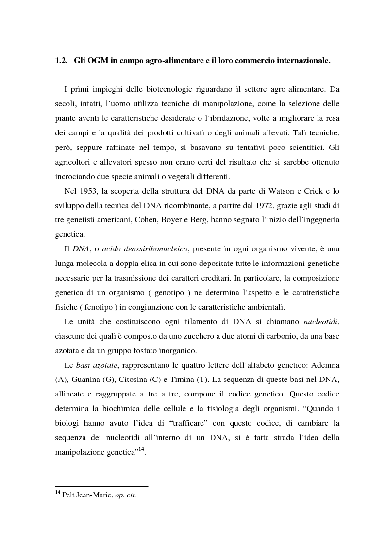 Anteprima della tesi: La regolamentazione degli Stati Uniti d'America dei prodotti alimentari geneticamente modificati. Aspetti giuridici, economici ed etici., Pagina 6