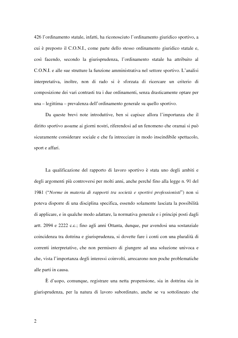 Anteprima della tesi: Autonomia e subordinazione nel lavoro sportivo, Pagina 2