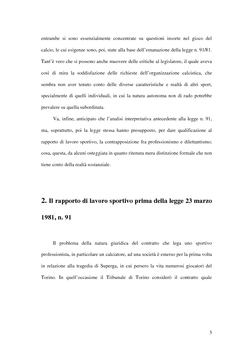 Anteprima della tesi: Autonomia e subordinazione nel lavoro sportivo, Pagina 3