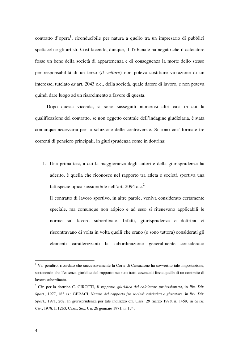 Anteprima della tesi: Autonomia e subordinazione nel lavoro sportivo, Pagina 4