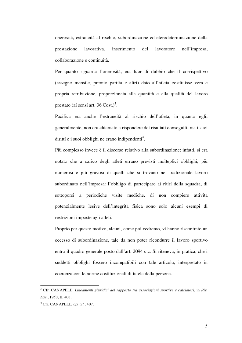 Anteprima della tesi: Autonomia e subordinazione nel lavoro sportivo, Pagina 5