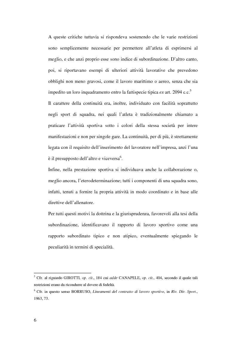 Anteprima della tesi: Autonomia e subordinazione nel lavoro sportivo, Pagina 6