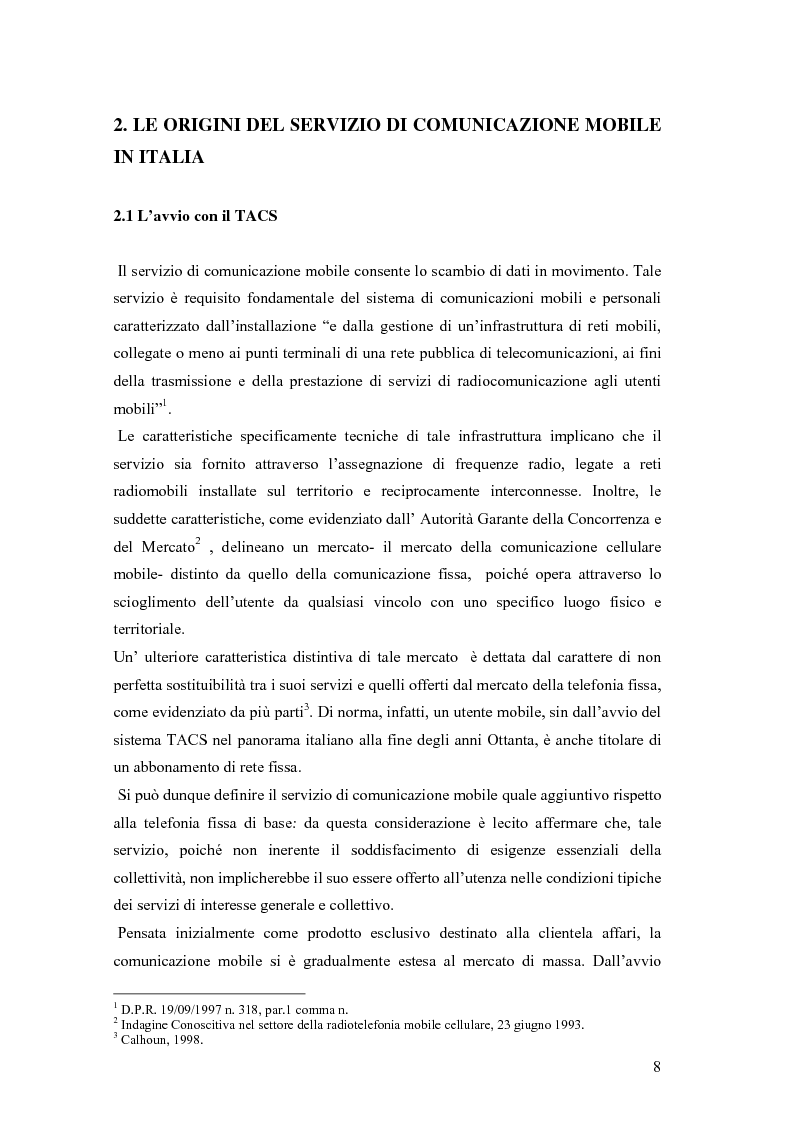 Anteprima della tesi: Normativa comunitaria e liberalizzazione della telefonia mobile in Italia: un'analisi economica e giuridica, Pagina 6