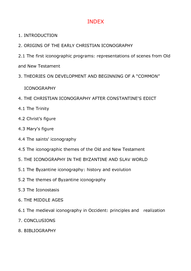 Indice della tesi: The iconographic programs in Christian Art from late antiquity to high middle ages, Pagina 1