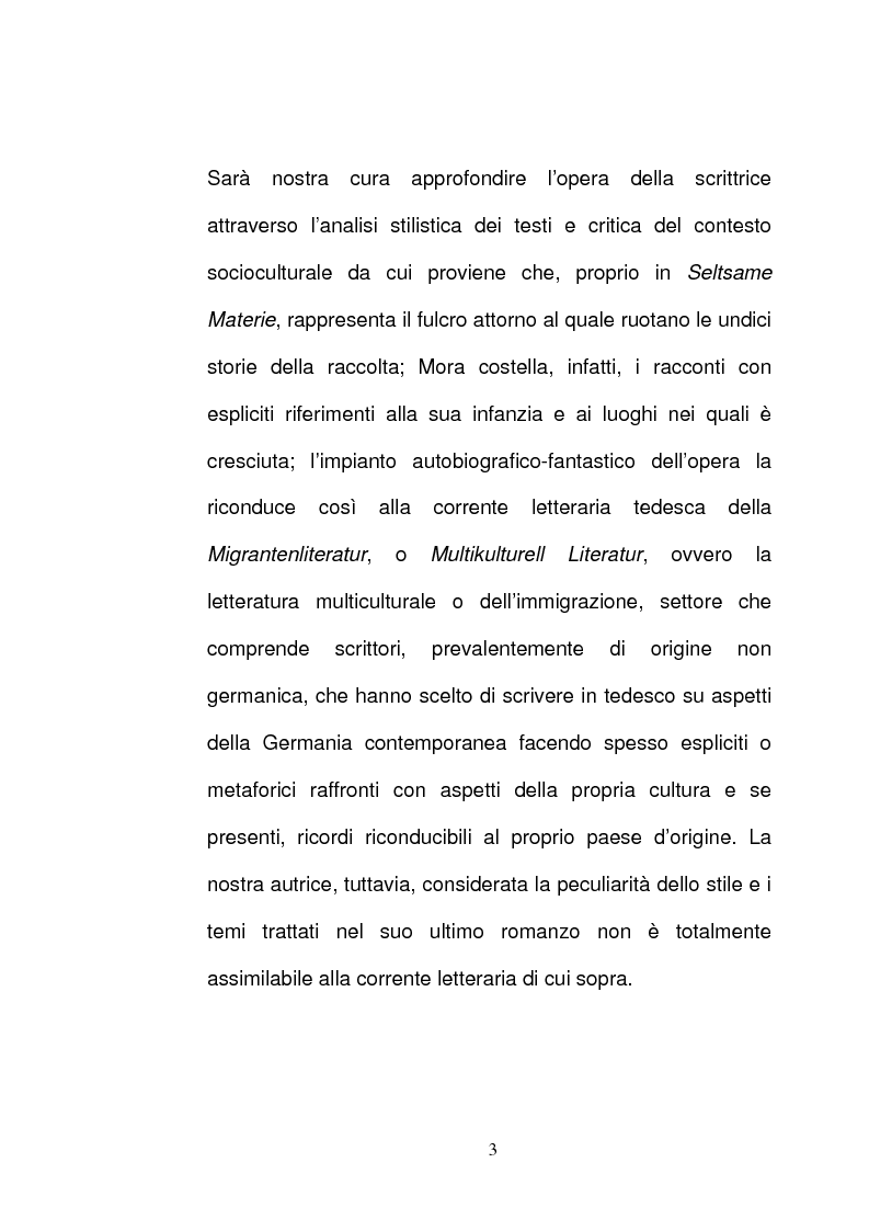 Anteprima della tesi: ''Seltsame Materie'' ''Der Fall Ophelia'' - Due racconti di Terézia Mora, Pagina 3
