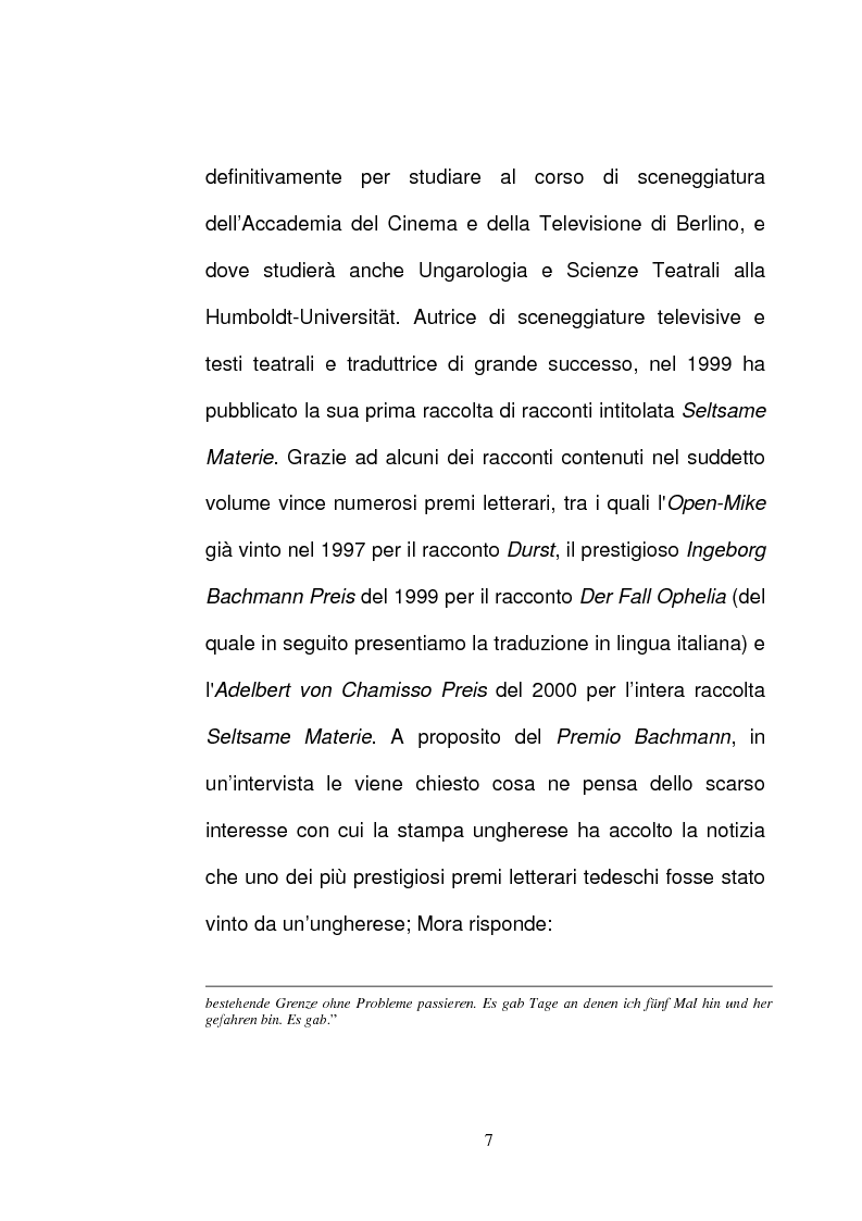 Anteprima della tesi: ''Seltsame Materie'' ''Der Fall Ophelia'' - Due racconti di Terézia Mora, Pagina 7