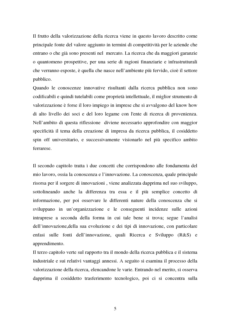 Anteprima della tesi: La valorizzazione della ricerca e la creazione d'impresa innovativa: gli spin off universitari, Pagina 2