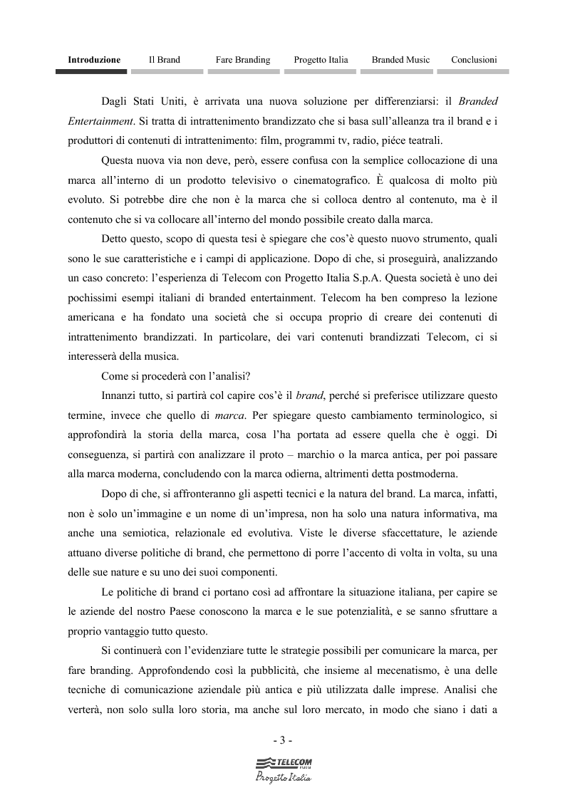 Anteprima della tesi: Impresa, cultura e branded music: l'esperienza di Telecom Progetto Italia, Pagina 2