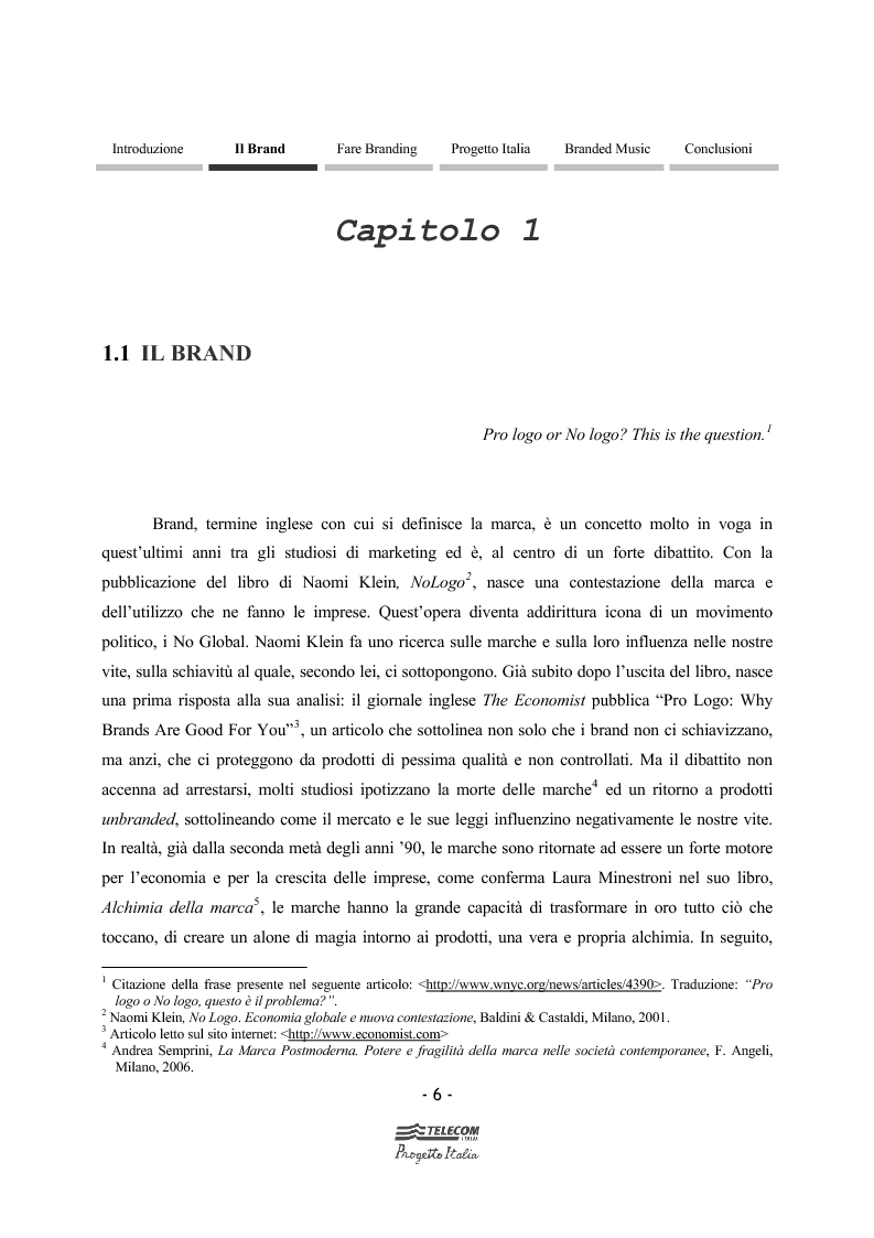 Anteprima della tesi: Impresa, cultura e branded music: l'esperienza di Telecom Progetto Italia, Pagina 5