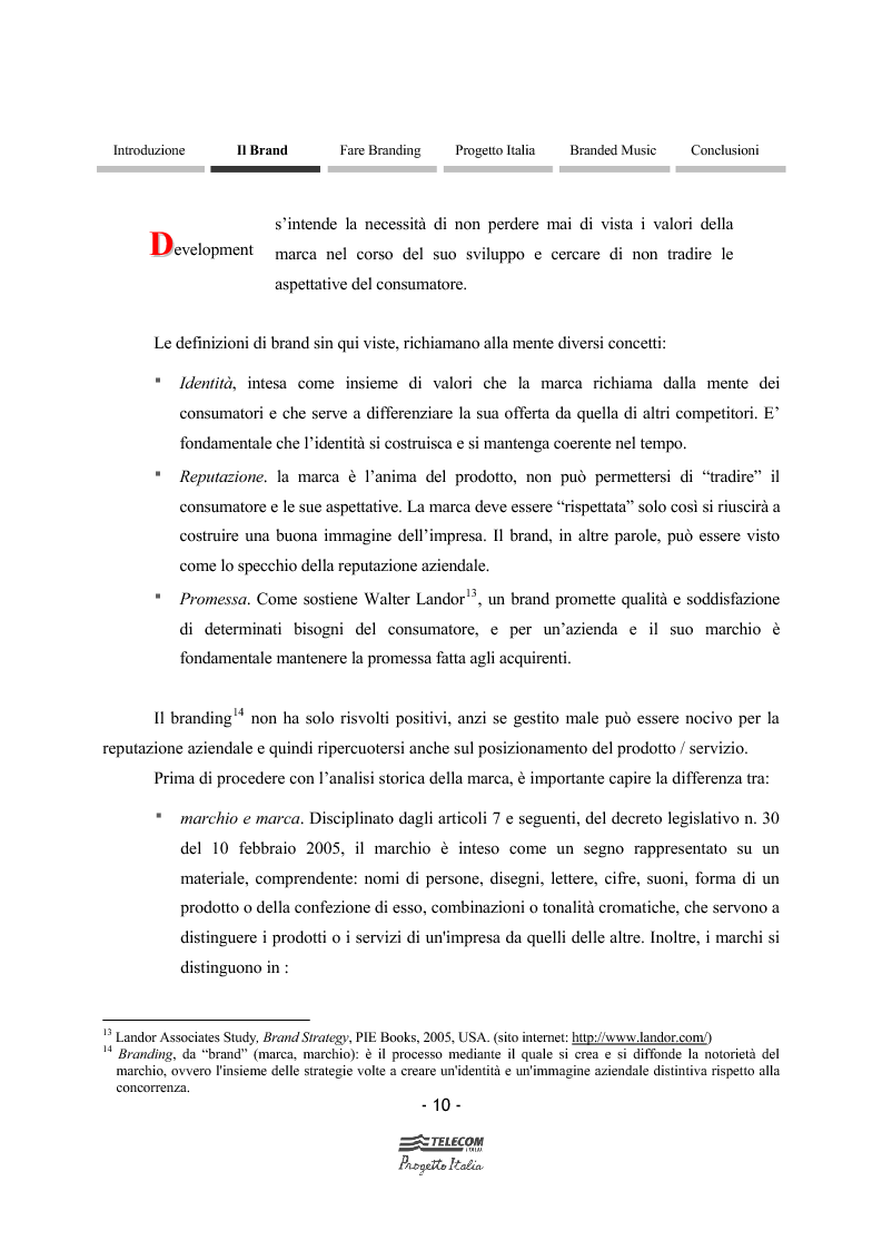 Anteprima della tesi: Impresa, cultura e branded music: l'esperienza di Telecom Progetto Italia, Pagina 9